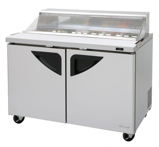 Turbo Air TST - 48SD - N - CL 2 Solid Door Refrigerated Sandwich Prep Table, Clear Lid, 12 Cu. Ft. - TheChefStore.Com