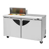 Turbo Air TST - 60SD - 08S - N 2 Solid Door Refrigerated Sandwich Prep Table 28" Salad Hood, 19 Cu. Ft. - TheChefStore.Com