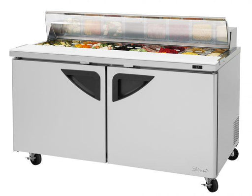 Turbo Air TST - 60SD - N - CL 3 Solid Door Refrigerated Sandwich Prep Table, Clear Lid, 16 Cu. Ft. - TheChefStore.Com