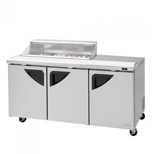 Turbo Air TST - 72SD - 12S - N - CL 3 Solid Door Refrigerated Sandwich Prep Table,, Clear Lid, 23 Cu. Ft. - TheChefStore.Com