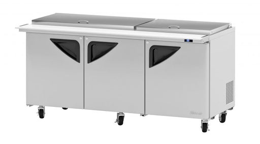 Turbo Air TST - 72SD - 30 - N - FL 3 Solid Door Mega Top Refrigerated Sandwich Prep Table, Flat Lid, 23 Cu. Ft. - TheChefStore.Com