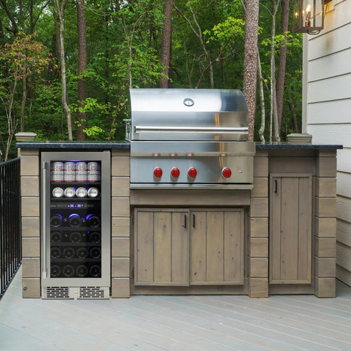 Vinotemp 15" Outdoor Dual - Zone Wine and Beverage Cooler, 19 Bottle and 35 12 oz Can Capacity, in Stainless Steel (VT - OUTDR15GD) - TheChefStore.Com