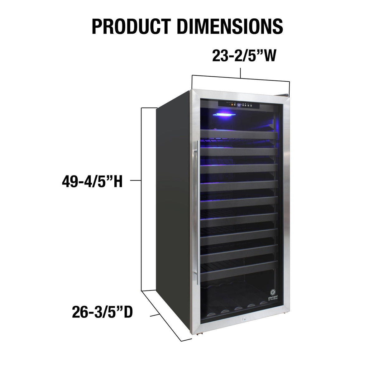 Vinotemp EL - 100SBB Butler Series Freestanding Single - Zone Wine Cooler, 114 Bottle Capacity, in Stainless Steel - TheChefStore.Com