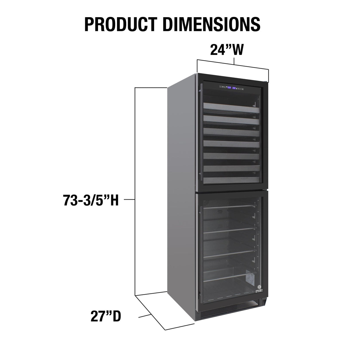 Vinotemp EL - 100WBC - TS Butler Series Dual - Zone Wine and Beverage Cooler, 98 Bottle or 200 12 oz Can Capacity, in Black - TheChefStore.Com