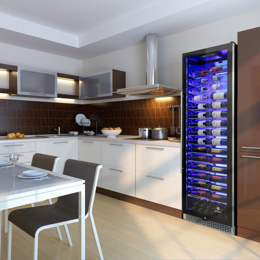 Vinotemp EL - 168COMM Backlit Series Commercial 168 Single - Zone Wine Cooler, Right Hinge, 141 Bottle Capacity, in Black - TheChefStore.Com