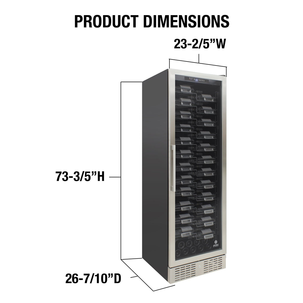 Vinotemp EL - 168ZZ - SSD Connoisseur Series Single - Zone Wine Cooler with Forward Facing Label Racking, 157 Bottle Capacity, in Stainless Steel - TheChefStore.Com