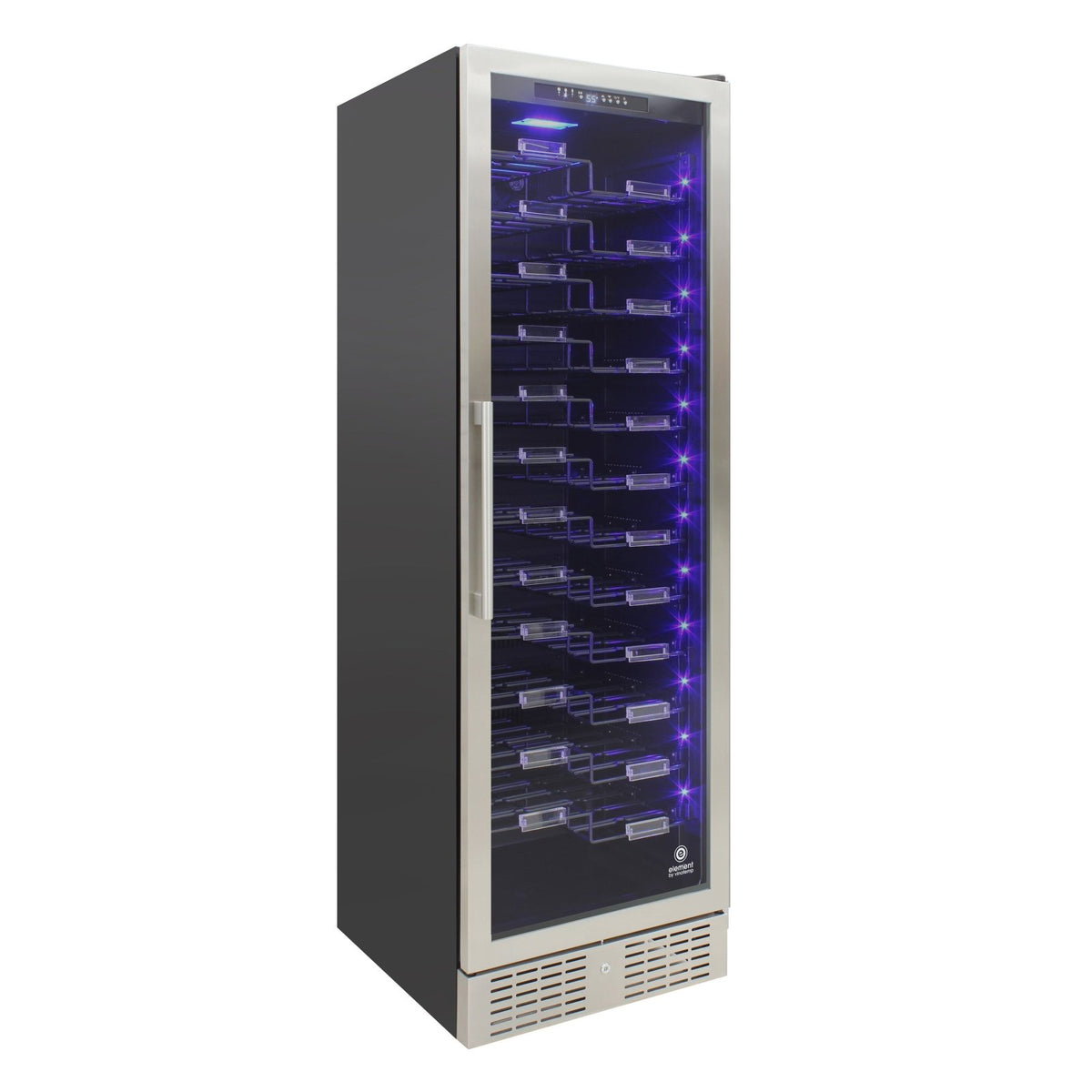 Vinotemp EL - 168ZZ - SSD Connoisseur Series Single - Zone Wine Cooler with Forward Facing Label Racking, 157 Bottle Capacity, in Stainless Steel - TheChefStore.Com