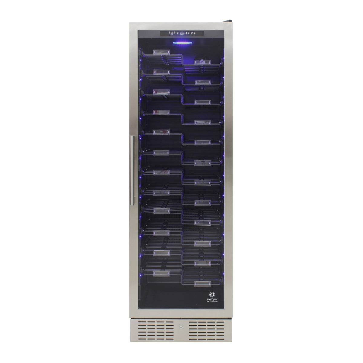 Vinotemp EL - 168ZZ - SSD Connoisseur Series Single - Zone Wine Cooler with Forward Facing Label Racking, 157 Bottle Capacity, in Stainless Steel - TheChefStore.Com