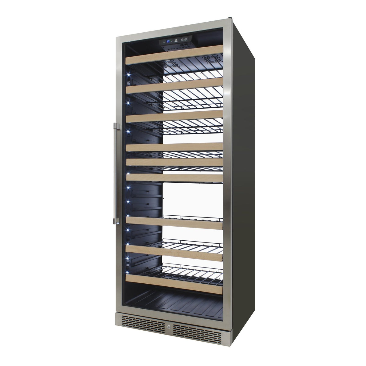 Vinotemp EL - 300DSWL White Backlit Panel Single - Zone Wine Cooler, 173 Bottle Capacity, in Stainless Steel - TheChefStore.Com