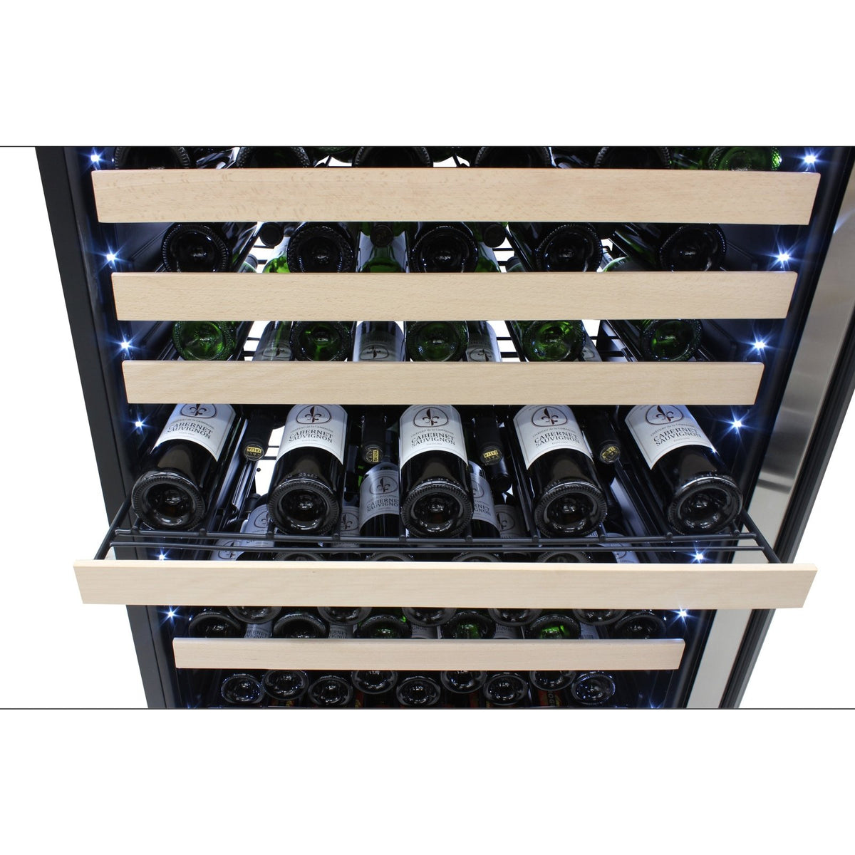Vinotemp EL - 300DSWL White Backlit Panel Single - Zone Wine Cooler, 173 Bottle Capacity, in Stainless Steel - TheChefStore.Com