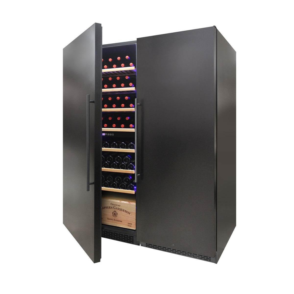 Vinotemp EL - 300GFEB Garage Dual - Zone Large Capacity Wine Cooler, Left Hinge, 300 Bottle Capacity, in Black (EL - 300GFEB - L) - TheChefStore.Com