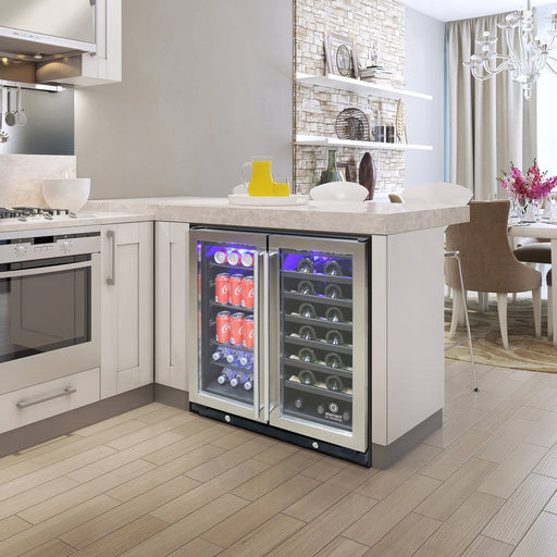 Vinotemp EL - 30SWCB2D Connoisseur Series Dual - Zone 30" Wine and Beverage Cooler, 33 Bottles and 101 12 oz Can Capacity, in Black - TheChefStore.Com