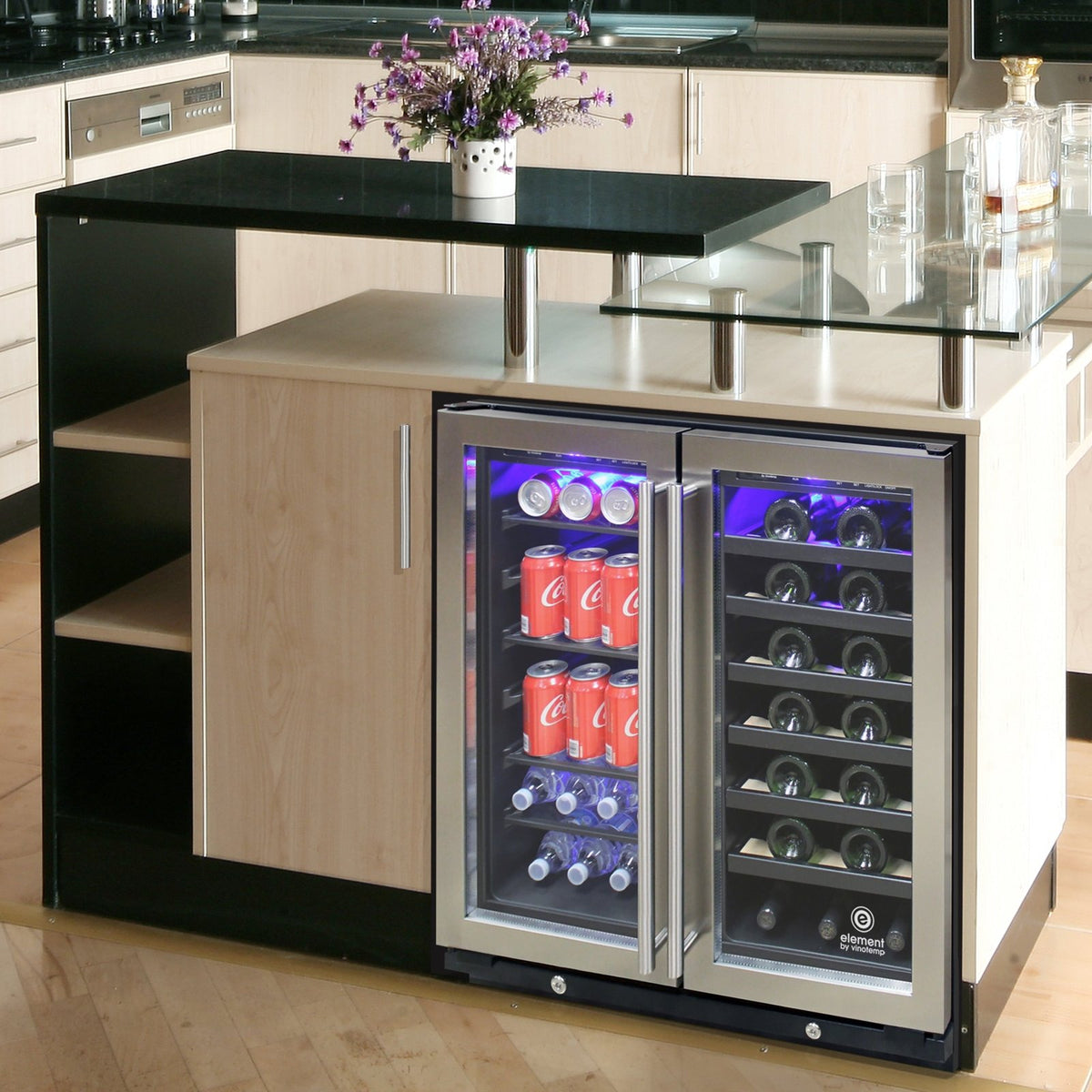 Vinotemp EL - 30SWCB2D Connoisseur Series Dual - Zone 30" Wine and Beverage Cooler, 33 Bottles and 101 12 oz Can Capacity, in Black - TheChefStore.Com