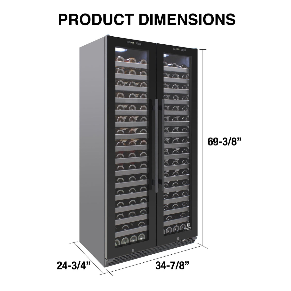 Vinotemp EL - 36TD180 Butler Series 36 - Inch Double - Door Wine Cooler, 180 Bottle Capacity, in Black - TheChefStore.Com