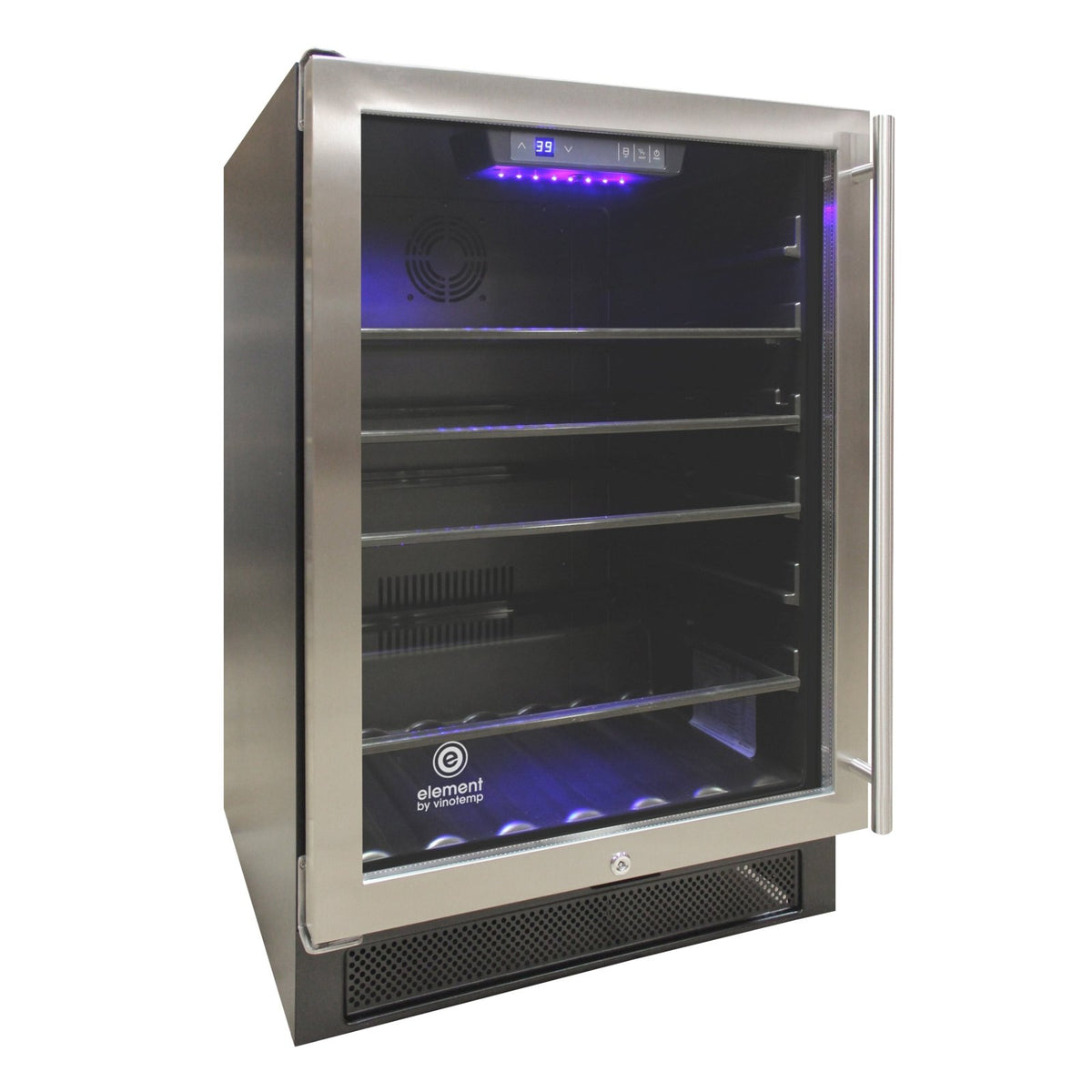 Vinotemp EL - 46WCBC Connoisseur Series 46 Single - Zone Beverage Cooler, Left Hinge, 161 12 oz Can Capacity, in Stainless Steel (EL - 46WCBC - L) - TheChefStore.Com