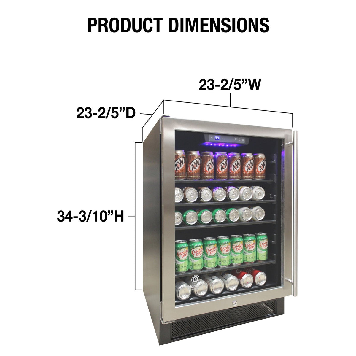 Vinotemp EL - 46WCBC Connoisseur Series 46 Single - Zone Beverage Cooler, Left Hinge, 161 12 oz Can Capacity, in Stainless Steel (EL - 46WCBC - L) - TheChefStore.Com