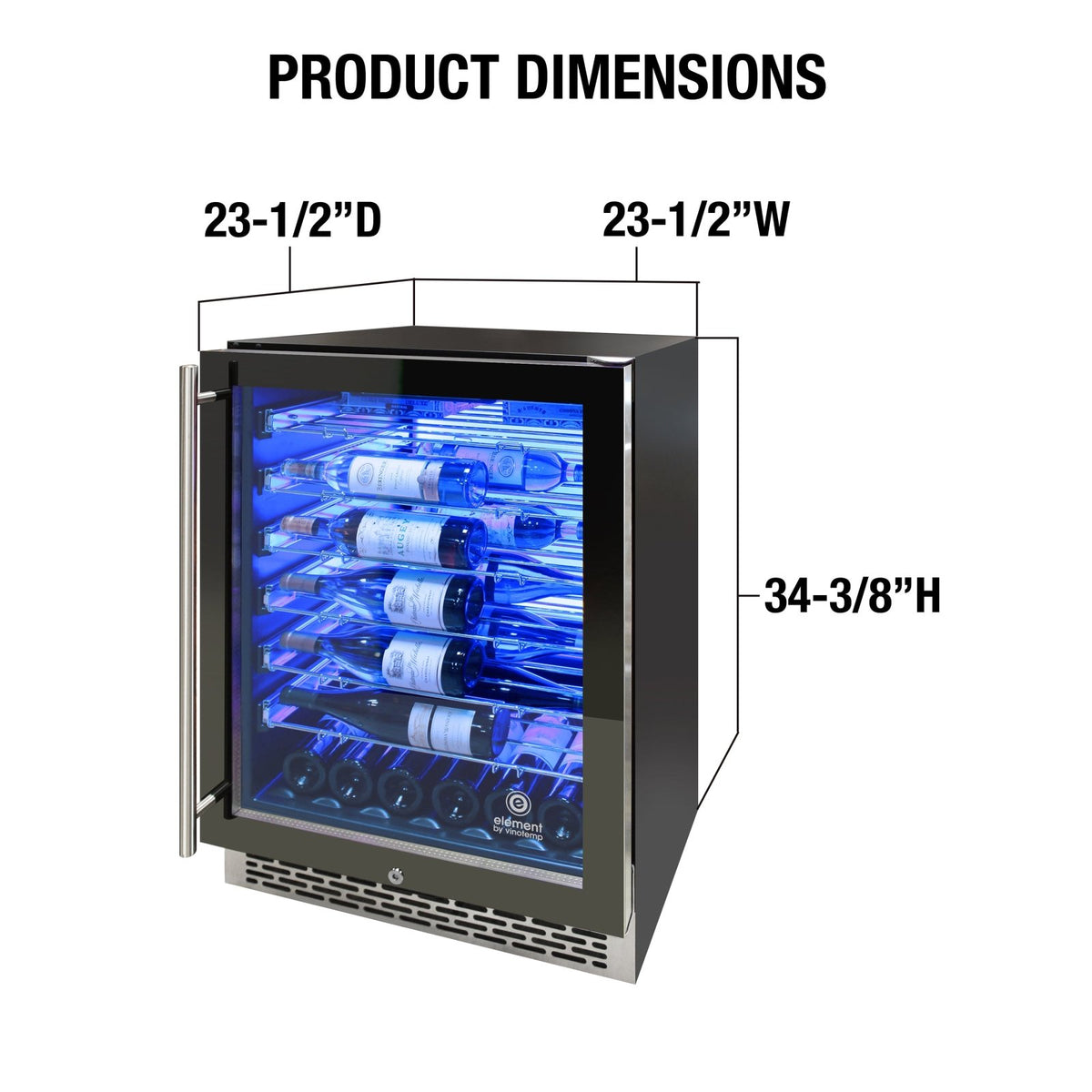 Vinotemp EL - 54COMM Backlit Series Commercial Single - Zone Wine Cooler, 41 Bottle Capacity, in Black - TheChefStore.Com