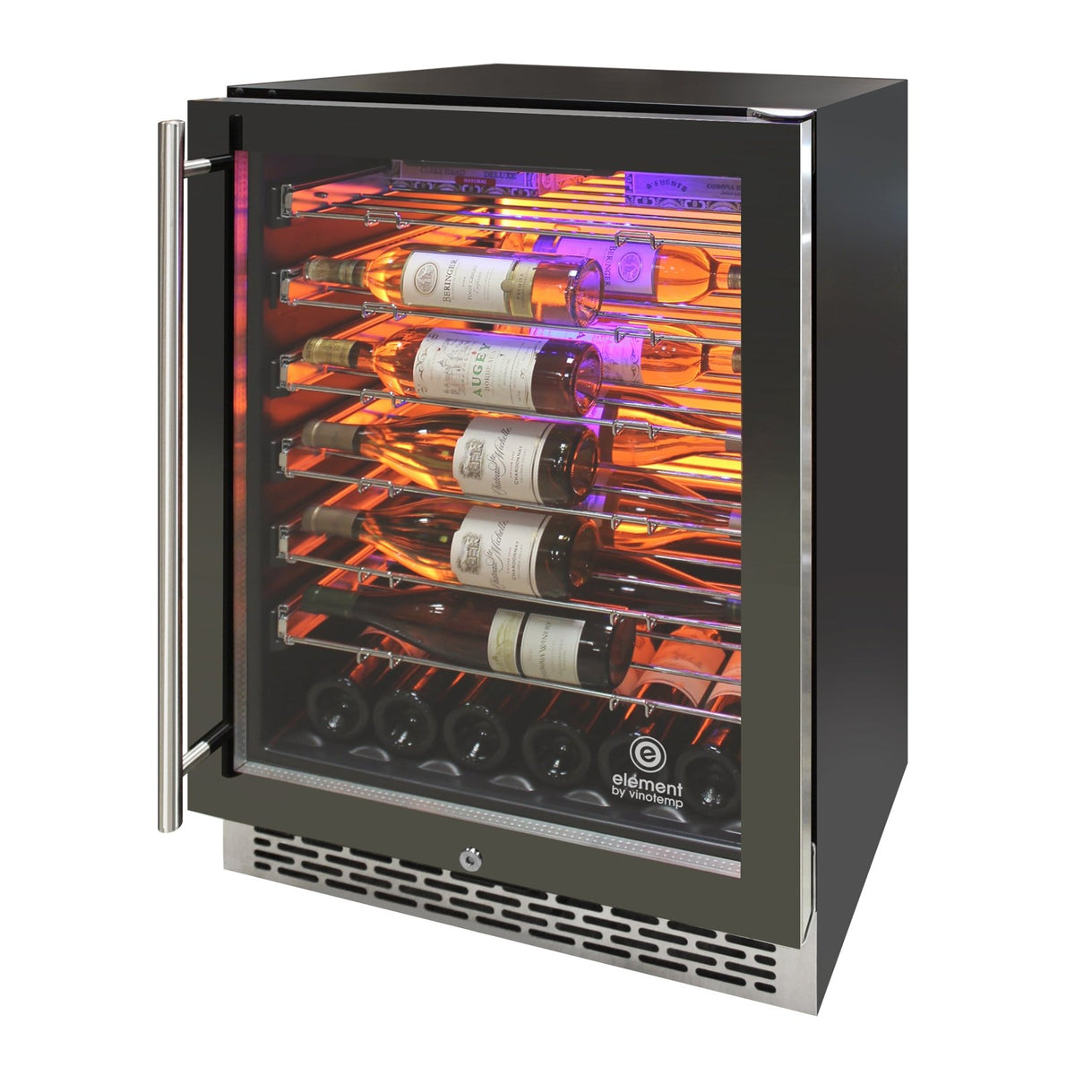 Vinotemp EL - 54COMM Backlit Series Commercial Single - Zone Wine Cooler, 41 Bottle Capacity, in Black - TheChefStore.Com