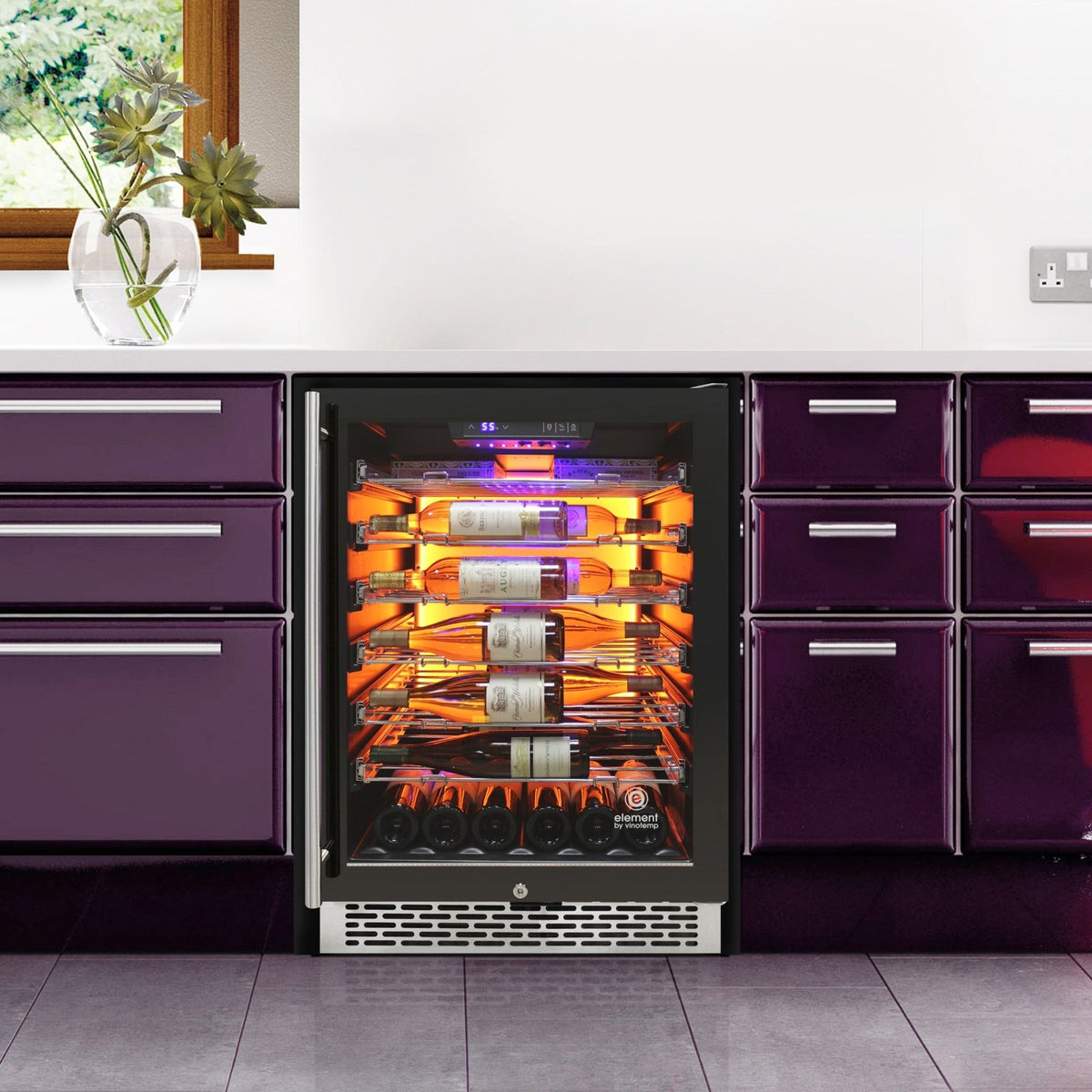 Vinotemp EL - 54COMM Backlit Series Commercial Single - Zone Wine Cooler, 41 Bottle Capacity, in Black - TheChefStore.Com