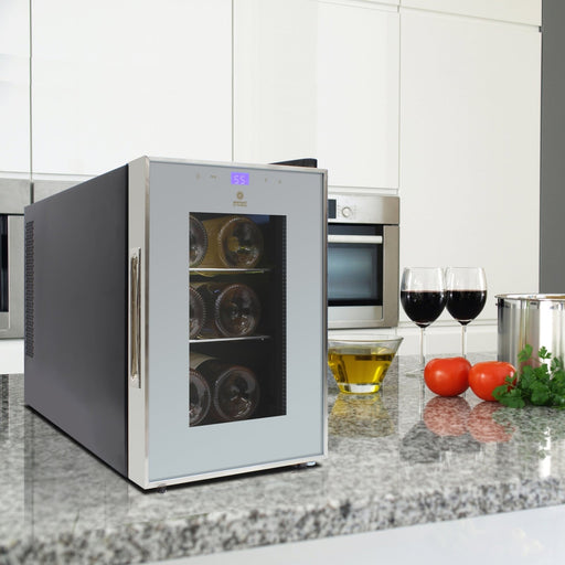 Vinotemp EL - 6SILST Eco Series Compact Single - Zone Wine Cooler with Touch Screen Controls, 6 Bottle Capacity, in Silver - TheChefStore.Com