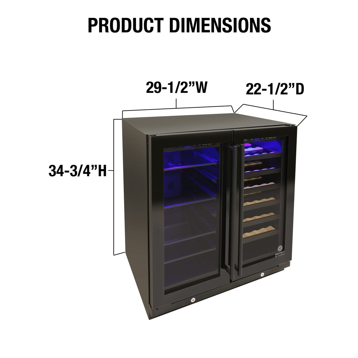 Vinotemp EL - BWC101 Butler Series Wine and Beverage Cooler, 33 Bottle and 101 12 oz Can Capacity, in Black (EL - BWC101 - 01) - TheChefStore.Com