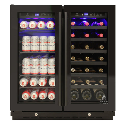 Vinotemp EL - BWC101 Butler Series Wine and Beverage Cooler, 33 Bottle and 101 12 oz Can Capacity, in Black (EL - BWC101 - 01) - TheChefStore.Com