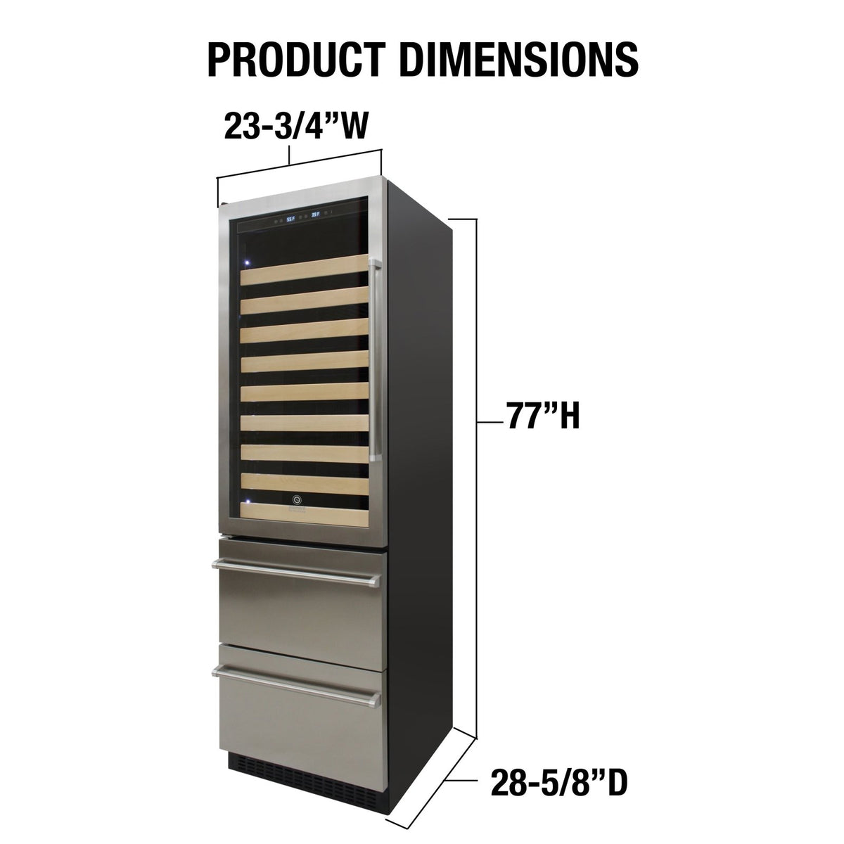 Vinotemp EL - BWC108 Connoisseur Series Dual - Zone Wine and 2 Drawer Beverage Cooler, Left Hinge, 108 Bottles & 100 12 oz Can Capacity, Stainless Steel - TheChefStore.Com