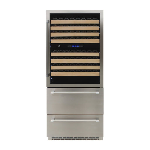 Vinotemp EL - BWC30TB Connoisseur Series Triple - Zone Wine and 2 Drawer Beverage Cooler, 135 Bottle Capacity, in Stainless Steel (EL - BWC30TB - S) - TheChefStore.Com