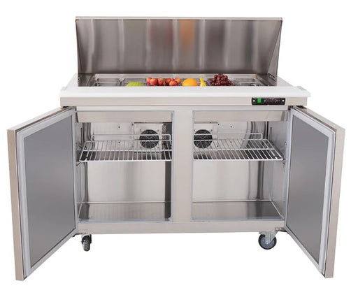 Westlake WKSR - 48BM 48" Double Door Mega Top Sandwich Prep Table Refrigerator, Stainless Steel - TheChefStore.Com