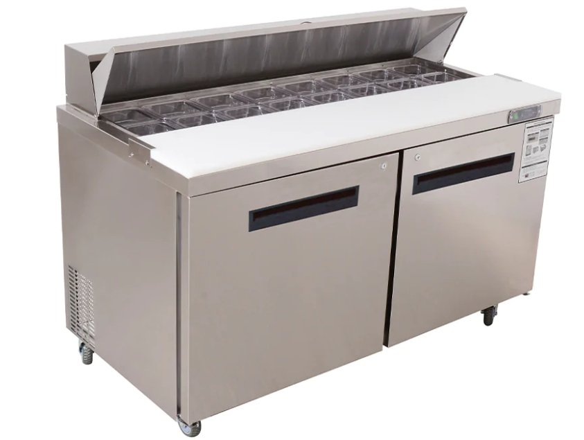 Westlake WKSR - 60B 60" Double Door Mega Top Sandwich Prep Table Refrigerator, Stainless Steel - TheChefStore.Com