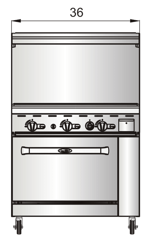 Atosa AGR-36G 36" Gas Range with 36" Griddle, 1 26" Oven, 2 Oven Racks, Castors Included - TheChefStore.Com