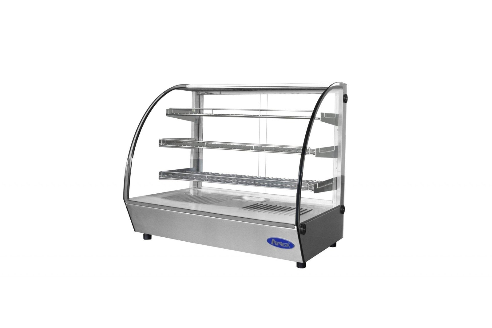 Atosa CHDC-44 Countertop Heated Curved Display Case, 4.4 cu ft, 3 Stainless Steel Shelves - TheChefStore.Com
