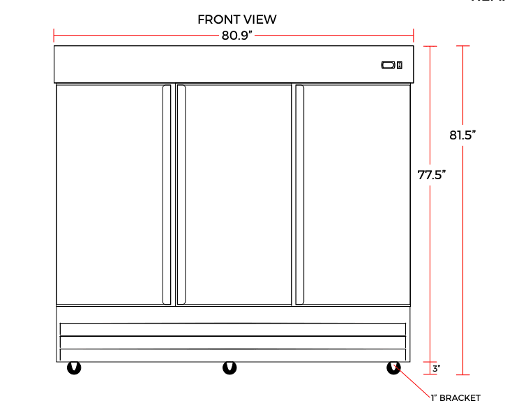 Coldline C-3RR 81" Triple Solid Door Reach-In Refrigerator - TheChefStore.Com