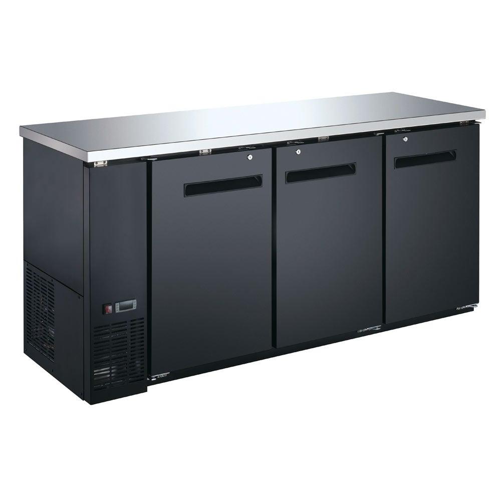 Coldline CBB-72 72" Black Counter Height Narrow Solid Door Back Bar Refrigerator - TheChefStore.Com