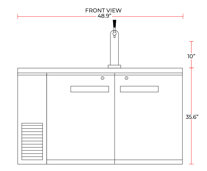 Coldline CDD-48 48″ Refrigerated Direct Draw Beer Dispenser with 1 Spout, 11.8 Cu. Ft. - TheChefStore.Com