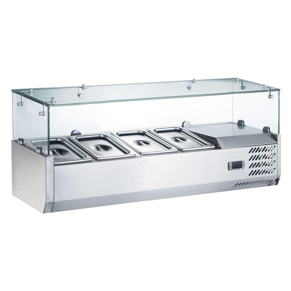 Coldline CTP48SG 48" Refrigerated 4 Pan Glass Top Cover Countertop Salad Bar - TheChefStore.Com