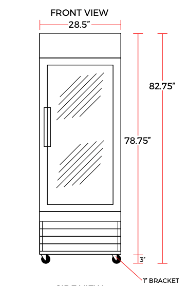 Coldline G28-B 28" Single Glass Door Merchandising Refrigerator, Black - TheChefStore.Com