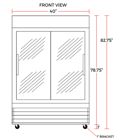 Coldline G40S-B 40" Double Glass Sliding Door Merchandising Refrigerator, Black - TheChefStore.Com