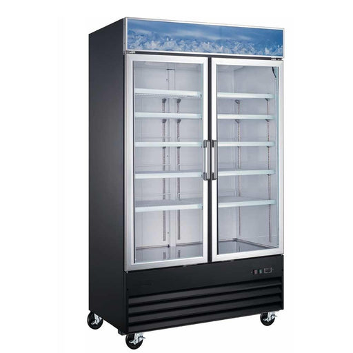 Coldline G48-B 48" Double Glass Swing Door Merchandising Refrigerator, Black - TheChefStore.Com