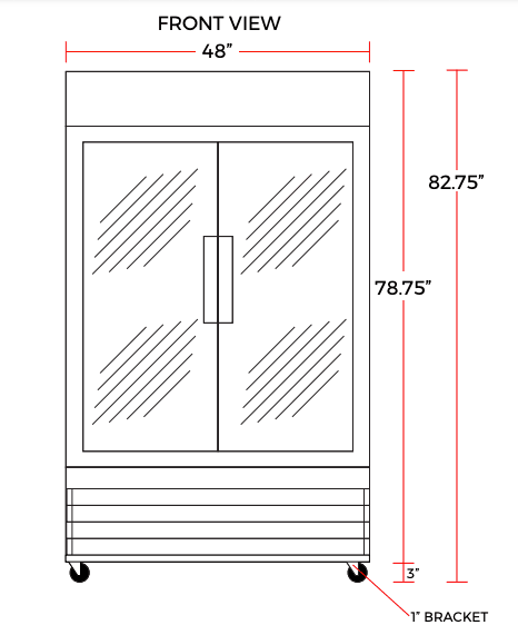 Coldline G48-B 48" Double Glass Swing Door Merchandising Refrigerator, Black - TheChefStore.Com