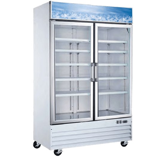 Coldline G53-W 53” White Double Glass Swing Door Merchandiser Refrigerator, 83" High - TheChefStore.Com