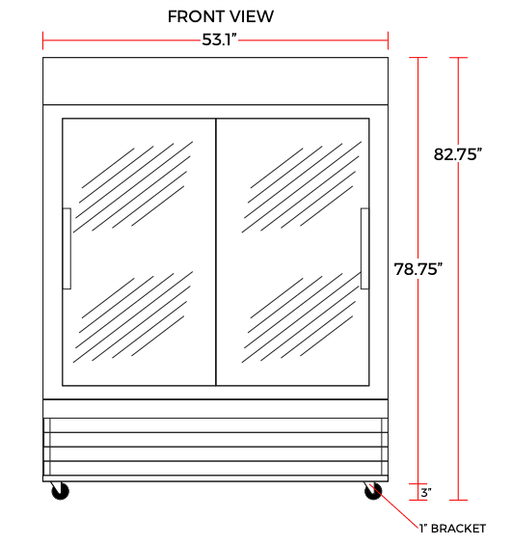 Coldline G53S-B 53" Double Sliding Glass Door Merchandising Refrigerator, Black - TheChefStore.Com