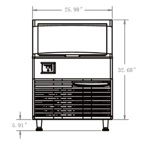 Coldline ICE180 26" 160 lb. Air Cooled Half Cube Ice Machine with Bin - TheChefStore.Com