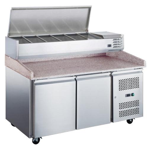 Coldline PDR-60-SS 60" Refrigerated Pizza Prep with Refrigerated Stainless Steel Topping Rail, Marble Worktop - TheChefStore.Com