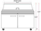 Coldline SMP60 60" Two Door Mega Top Bain Marie Sandwich Prep Refrigerator, 24 Pans - TheChefStore.Com