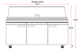 Coldline SMP72 71" Three Door Mega Top Bain Marie Sandwich Prep Refrigerator, 30 Pans - TheChefStore.Com