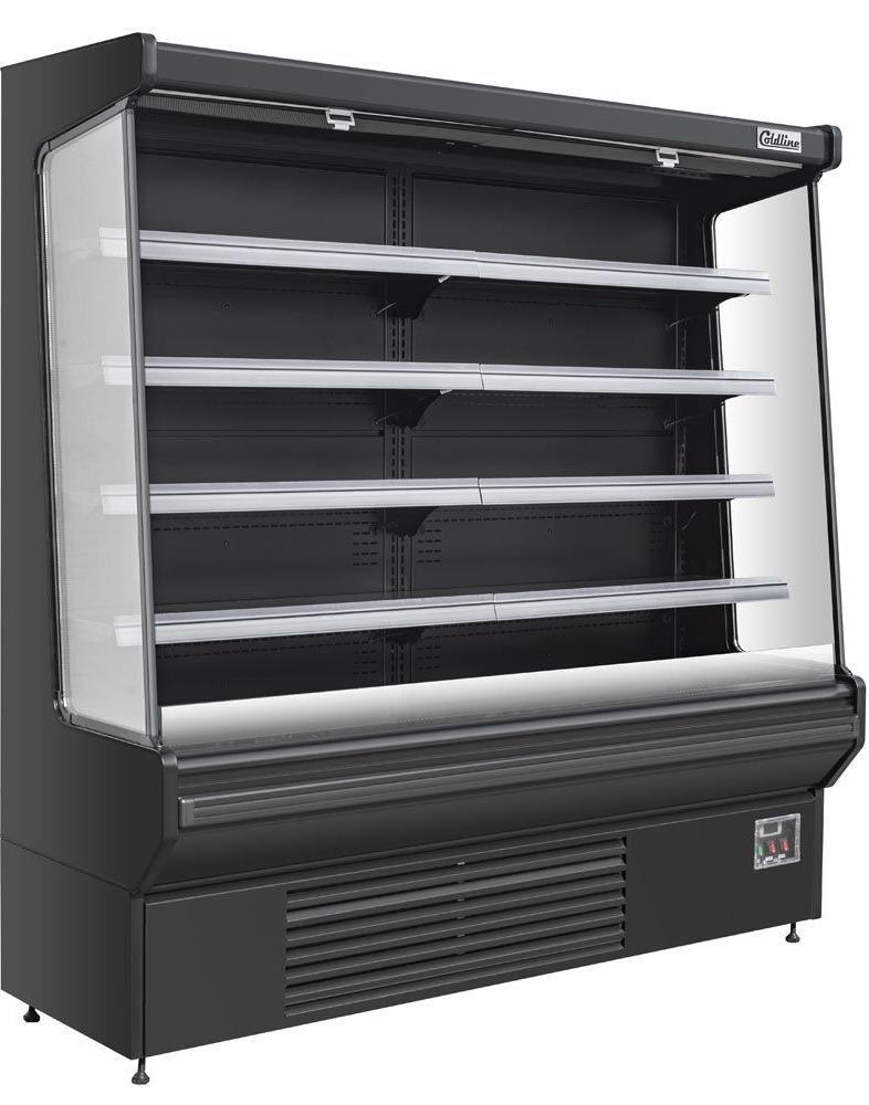 Coldline SOC-76-220-B 76" Open Air Refrigerated Display Merchandiser, 220V, Black, 27.6" Deep - TheChefStore.Com