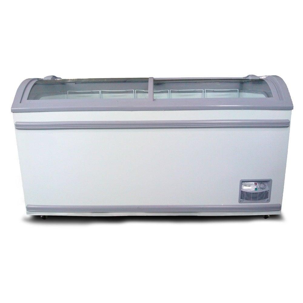 Coldline XS500YX 58" Curved Glass Top Display Ice Cream Freezer with LED and 5 Baskets - TheChefStore.Com