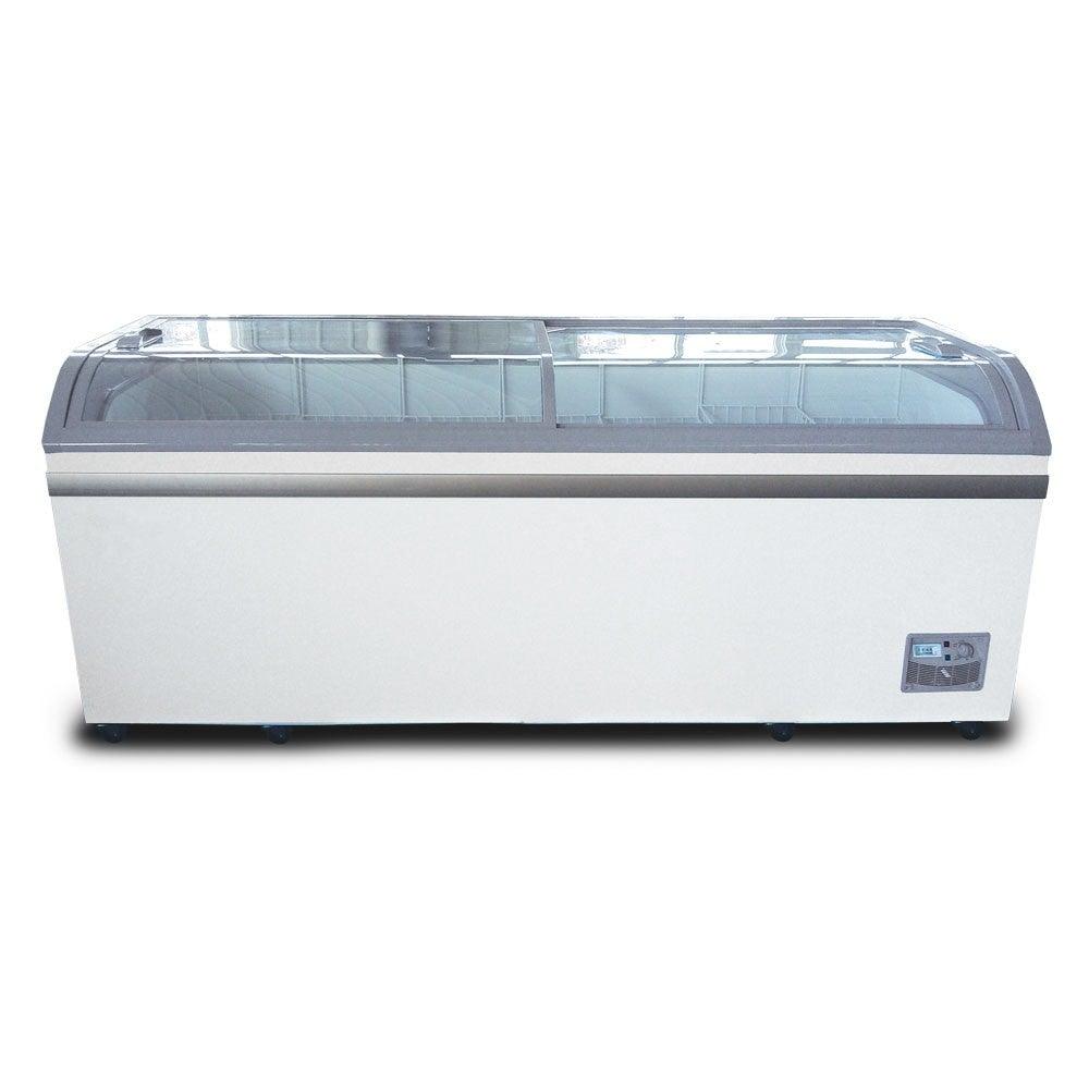 Coldline XS700YX 79" Curved Glass Top Display Ice Cream Freezer with LED 6 Baskets - TheChefStore.Com