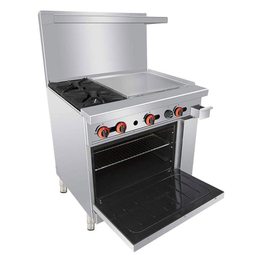 Cookline CR36-24G-NG 36" 2 Burner Natural Gas Range with 24" Right Side Griddle and Standard Oven, 131,000 BTU - TheChefStore.Com